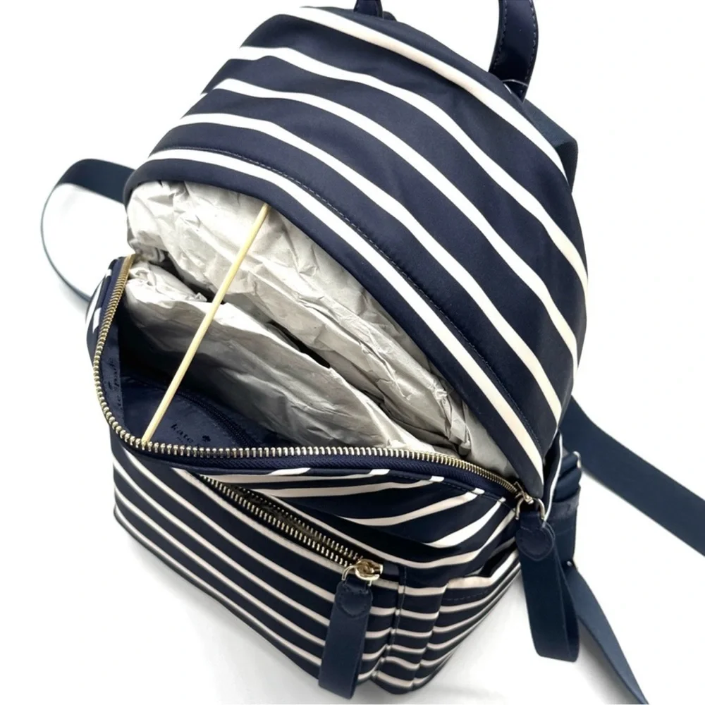 Kate Spade Chelsea Nylon Medium Backpack Navy Blue Striped